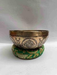 Buddhist Handmade [jambati] Singing Bowl With [sun And Moon] Design, [fine Carving]