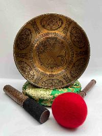 Buddhist Handmade [jambati] Singing Bowl With [amoghasiddhi Buddha] Design, [fine Carving]