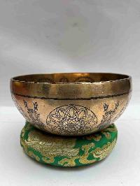 Buddhist Handmade [jambati] Singing Bowl With [om] Design, [fine Carving]