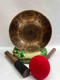 Buddhist Handmade [jambati] Singing Bowl With [] Design, [fine Carving]