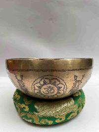 Buddhist Handmade [jambati] Singing Bowl With [] Design, [fine Carving]