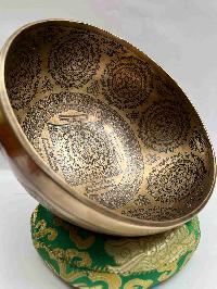 Buddhist Handmade [jambati] Singing Bowl With [yantra] Design, [fine Carving]