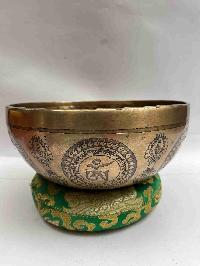 Buddhist Handmade [jambati] Singing Bowl With [yantra] Design, [fine Carving]