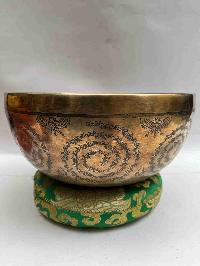 Buddhist Handmade [jambati] Singing Bowl With [] Design, [fine Carving]