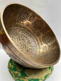 Singing Bowl Buddhist Handmade [jambati] With [1000 Armed Avalokiteshvara] Design, [fine Carving]