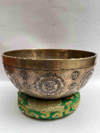 Singing Bowl Buddhist Handmade [jambati] With [1000 Armed Avalokiteshvara] Design, [fine Carving]