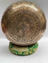 Singing Bowl Buddhist Handmade [jambati] With [1000 Armed Avalokiteshvara] Design, [fine Carving]