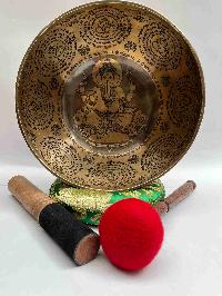 Singing Bowl, Buddhist Handmade [jambati]l With [ganesh, Ganesha] Design, [fine Carving]