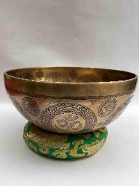 Singing Bowl, Buddhist Handmade [jambati] With [yoga] Design, [fine Carving]