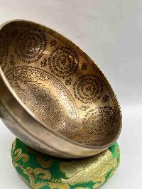 Buddhist Handmade [jambati] Singing Bowl With [yantra Mandala] Design, [fine Carving]