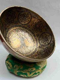 Singing Bowl, Buddhist Handmade [jambati] With [tree Of Life] Design, [fine Carving]