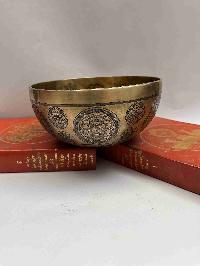 Buddhist Handmade [jambati] Singing Bowl With [shakyamuni Buddha] Design, [fine Carving]