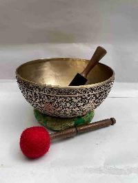 Buddhist Hand Beaten Singing Bowl, [ganesh] Design, [etching Carving]