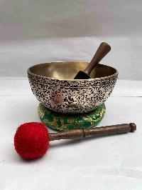 Buddhist Hand Beaten Singing Bowl, [elephant] Design, [etching Carving]