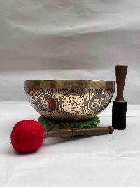 Buddhist Hand Beaten [jambati] Singing Bowl, With [] Carving