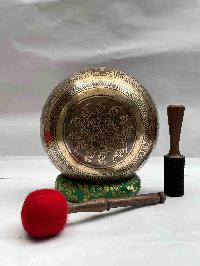 Buddhist Hand Beaten [jambati] Singing Bowl, With [] Carving