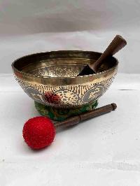 Buddhist Hand Beaten [jambati] Singing Bowl, With [] Carving