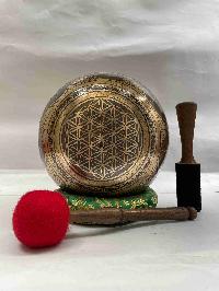 Buddhist Hand Beaten [jambati] Singing Bowl, With Design [carving]