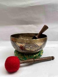 Buddhist Hand Beaten [jambati] Singing Bowl, With Design [carving]