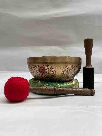 Buddhist Hand Beaten [jambati] Singing Bowl, With [medicine Buddha] Design, [carving]