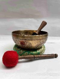 Buddhist Hand Beaten [jambati] Singing Bowl, With [medicine Buddha] Design, [carving]