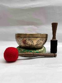 Buddhist Hand Beaten [jambati] Singing Bowl, With [manjushree] Design, [carving]