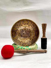 Buddhist Hand Beaten [jambati] Singing Bowl, With [manjushree] Design, [carving]