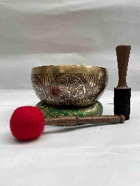 Buddhist Hand Beaten [jambati] Singing Bowl, With [triangle] Design, [carving]