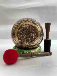 Buddhist Hand Beaten [jambati] Singing Bowl, With [triangle] Design, [carving]