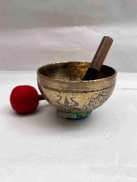 Buddhist Hand Beaten [jambati] Singing Bowl, With Design, [carving]