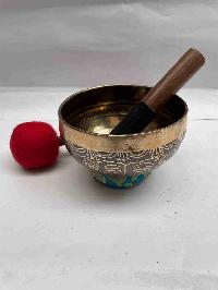 Buddhist Hand Beaten [jambati] Singing Bowl, With Design, [carving]