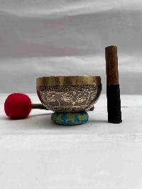 Buddhist Hand Beaten [jambati] Singing Bowl, With Design, [carving]