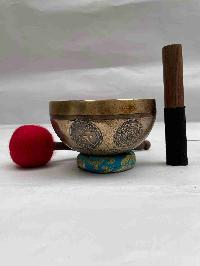 Buddhist Hand Beaten [jambati] Singing Bowl, With [manjushree] Design, [carving]