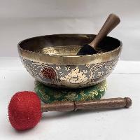 Buddhist Hand Beaten [jambati] Singing Bowl, With Design, [carving]