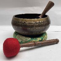 Buddhist Singing Bowl, With Mantra Design, [carving]