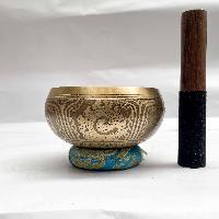 Buddhist Singing Bowl, With Flower Design, [carving]