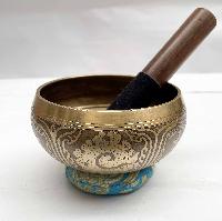 Buddhist Singing Bowl, With Flower Design, [carving]