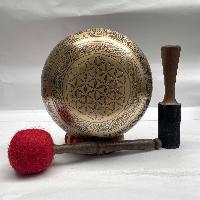 Buddhist Hand Beaten [jambati] Singing Bowl, With Yantra Design, [carving]