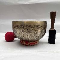 Buddhist Hand Beaten [jambati] Singing Bowl, With Vajra Design, [carving]