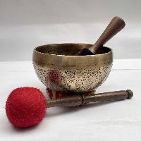 Buddhist Hand Beaten [jambati] Singing Bowl, With Chenrezig Design, [carving]