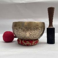 Buddhist Hand Beaten [jambati] Singing Bowl, With Chenrezig Design, [carving]