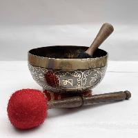 Buddhist Hand Beaten [jambati] Singing Bowl, With Counch Shell Or Shankha Design, [carving]