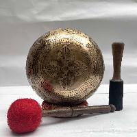 Buddhist Hand Beaten [jambati] Singing Bowl, With Manjushree Design, [carving]