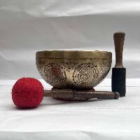 Buddhist Hand Beaten [jambati] Singing Bowl, With Amitabha Buddha Design, [carving]