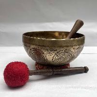 Buddhist Hand Beaten [jambati] Singing Bowl, With Amitabha Buddha Design, [carving]