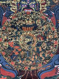 Buddhist Handmade Thangka Painting Of Wheel Of Life, [real Gold, Hand Painted]