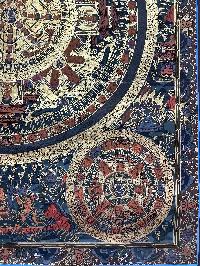 Buddhist Handmade Thangka Painting Of Pancha Mandala, [real Gold, Hand Painted]