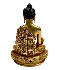 Buddhist Statue Of [medicine Buddha], Full Fire Plated, With Painted Face