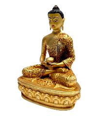 Buddhist Statue Of [amitabha Buddha], Full Fire Plated, With Painted Face