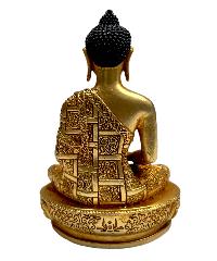 Buddhist Statue Of [amitabha Buddha], Full Fire Plated, With Painted Face